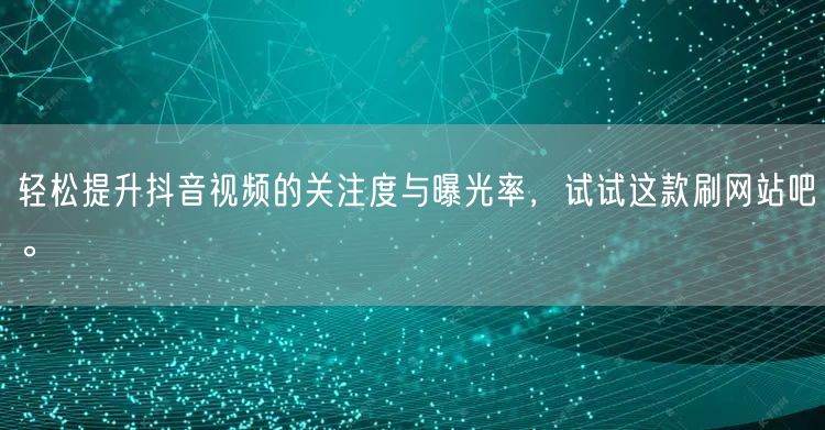 轻松提升抖音视频的关注度与曝光率，试试这款刷网站吧。